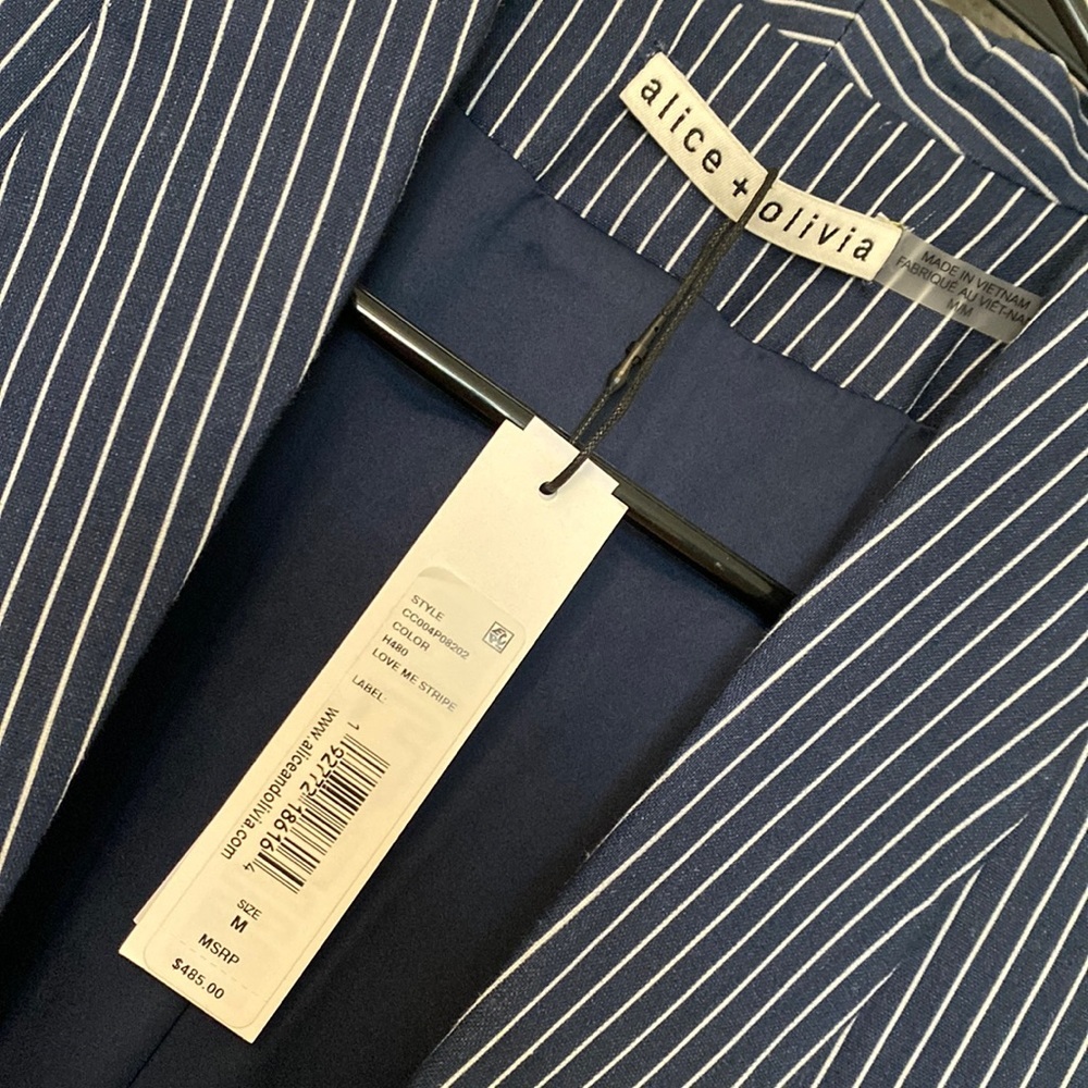 Alice + Olivia Kylie Shawl-Collar Striped Blazer In Love Me Stripe - Medium - Picture 7 of 7